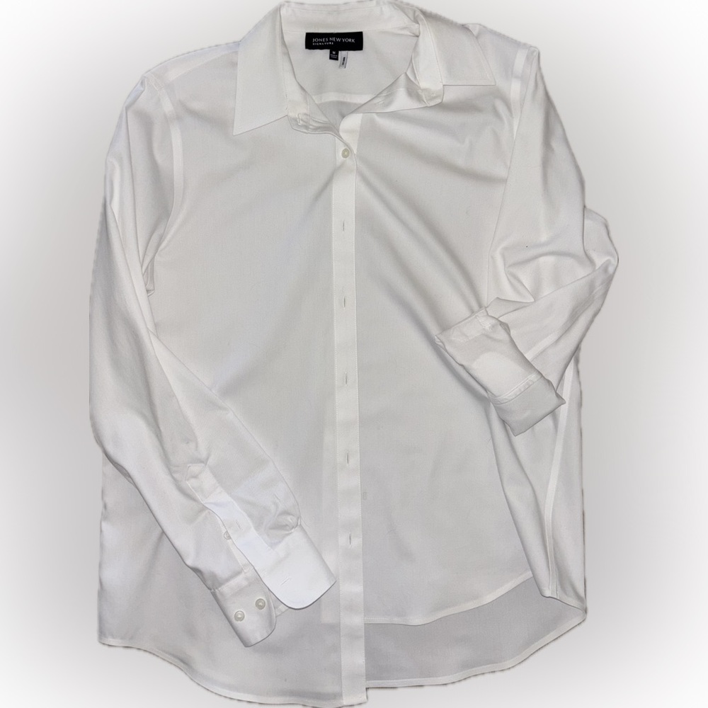 Jones New York White Dress Shirt Crisp Cotton Formal